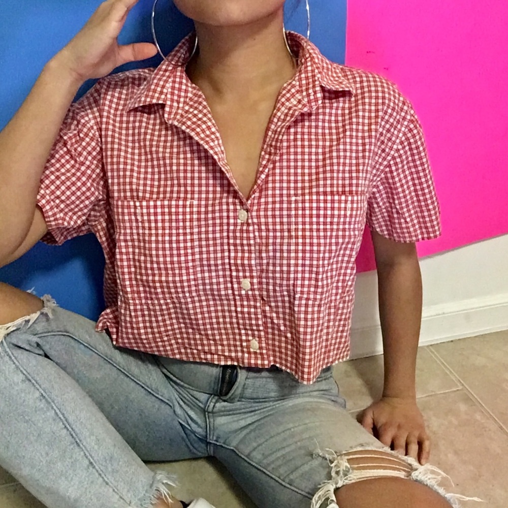 Vintage Red Gingham Crop Top